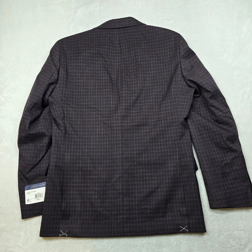 Tommy Hilfiger Conrad Sport Coat Mens 38R 38 Purple Plaid Flex Blazer $295 NEW‎