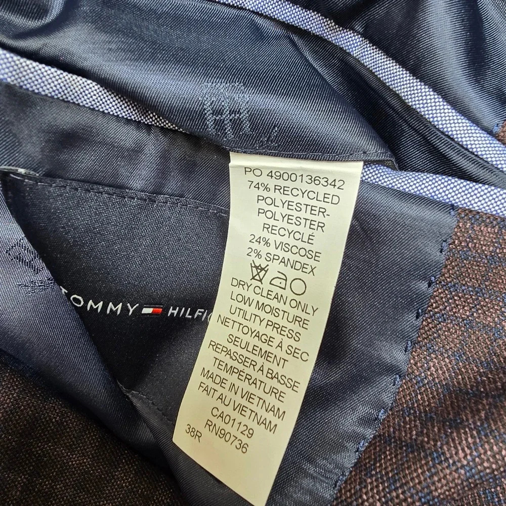 Tommy Hilfiger Conrad Sport Coat Mens 38R 38 Purple Plaid Flex Blazer $295 NEW‎