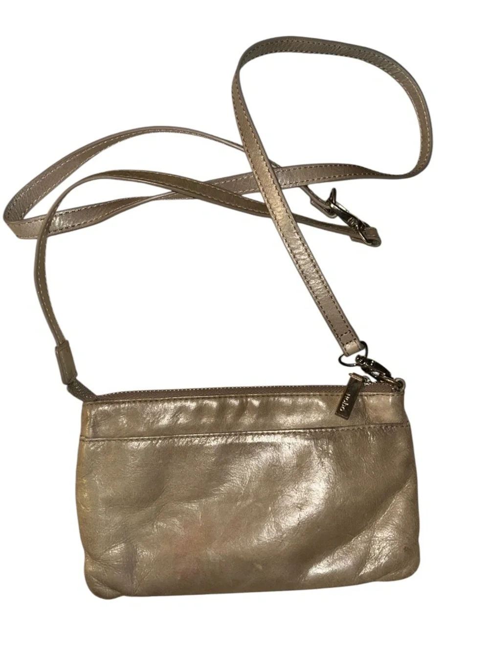 HOBO Spring Summer taupe khaki leather wristlet clutch wallet bag purse  9x5
