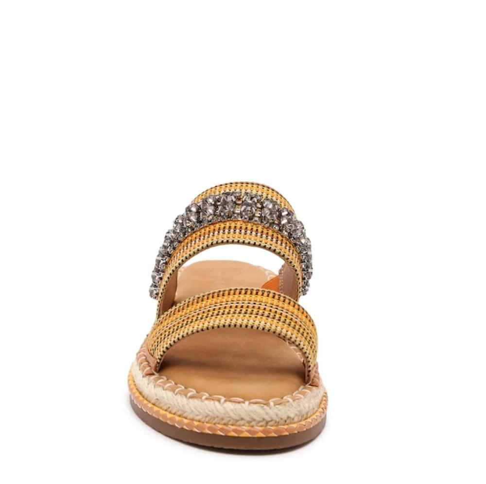 Crown vintage rhinestone slip on espadrilles, 8, yellow/ orange