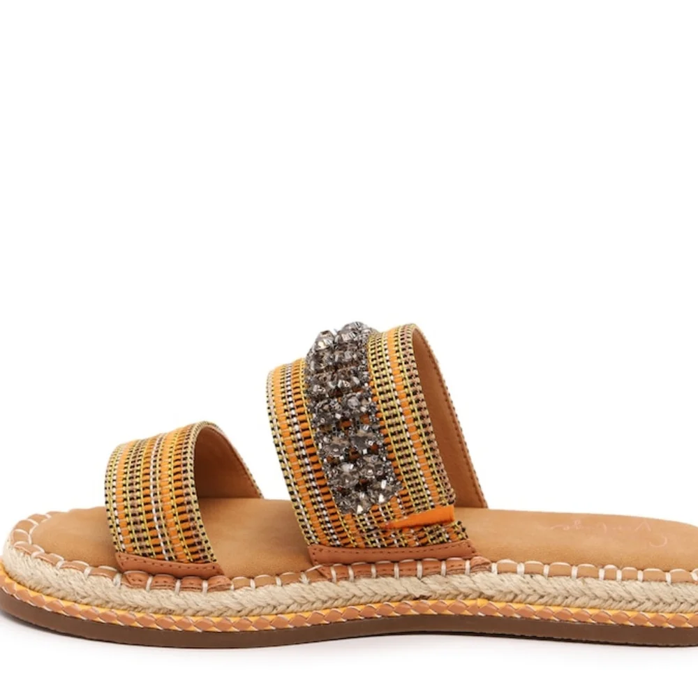 Crown vintage rhinestone slip on espadrilles, 8, yellow/ orange