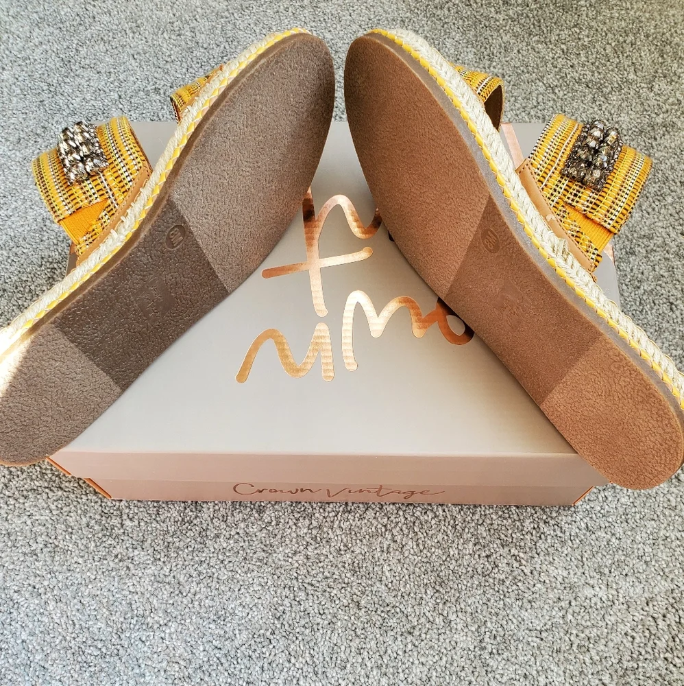 Crown vintage rhinestone slip on espadrilles, 8, yellow/ orange