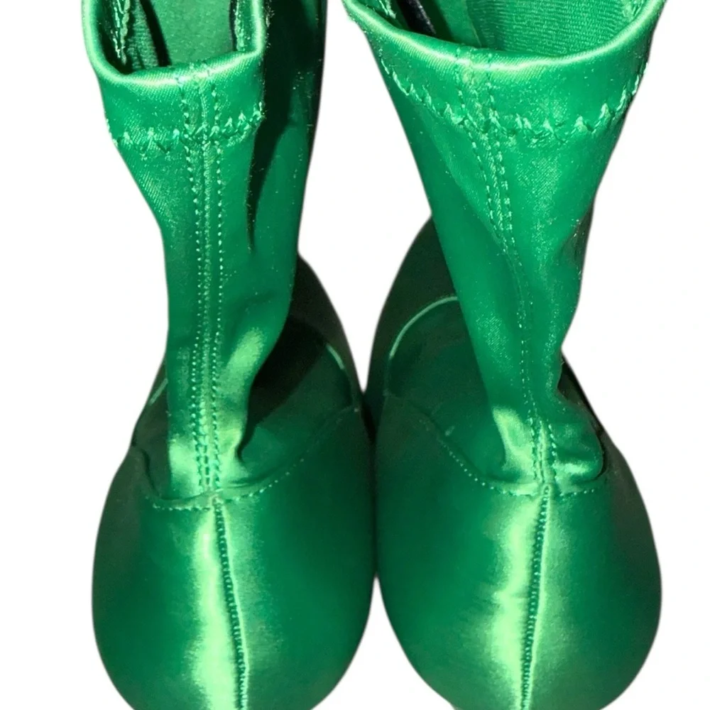 ZARA woman's satin effect ankle boots green 38 Euro/7.5 to 8 US