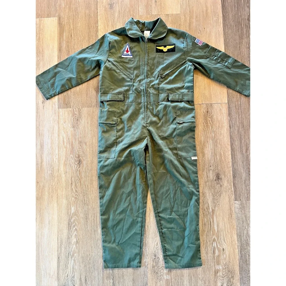 Boys Pilot Costume Jumpsuit 5-6 Military Flight‎ Suit Little Patriot Coveralls
