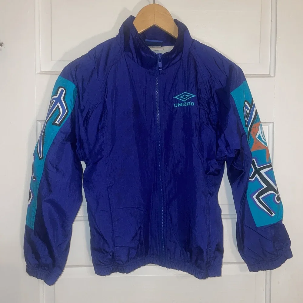 Vintage Umbro Warm Up Jacket Windbreaker Soccer‎ Purple Teal Youth Medium