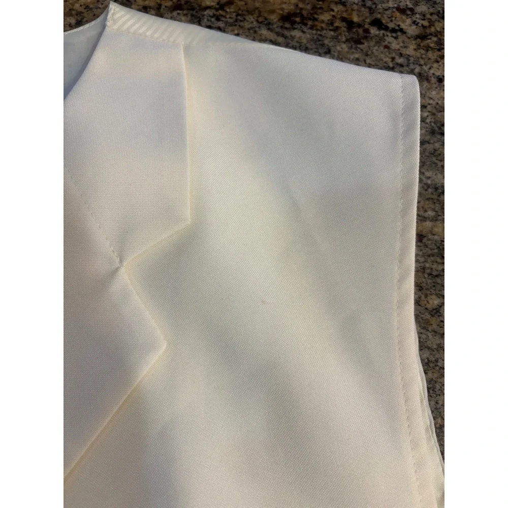 3 Piece Falcone Curtis Vested Suit 50L W45 Ivory‎ Polyester Formal Mens Raw Hem