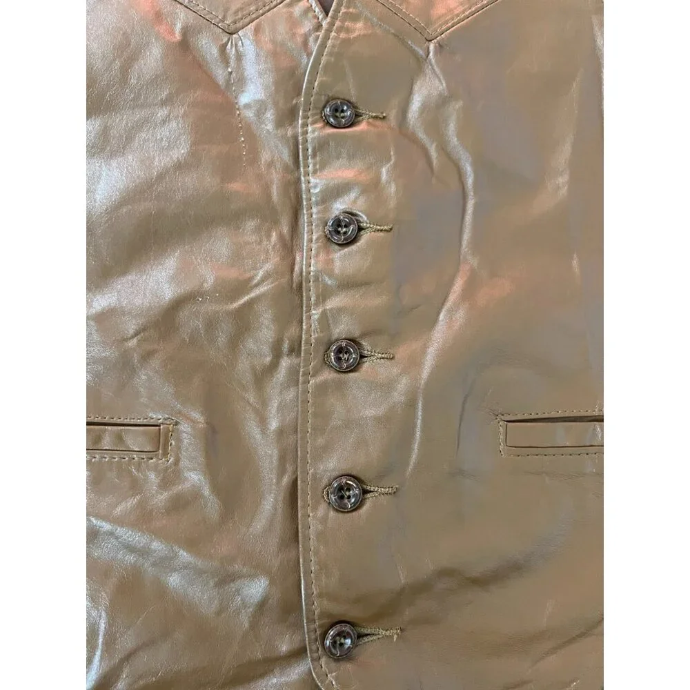 The Leather Shop Sears Mens Vest Brown 38 V Neck Classic Fit Pockets VINTAGE 70S