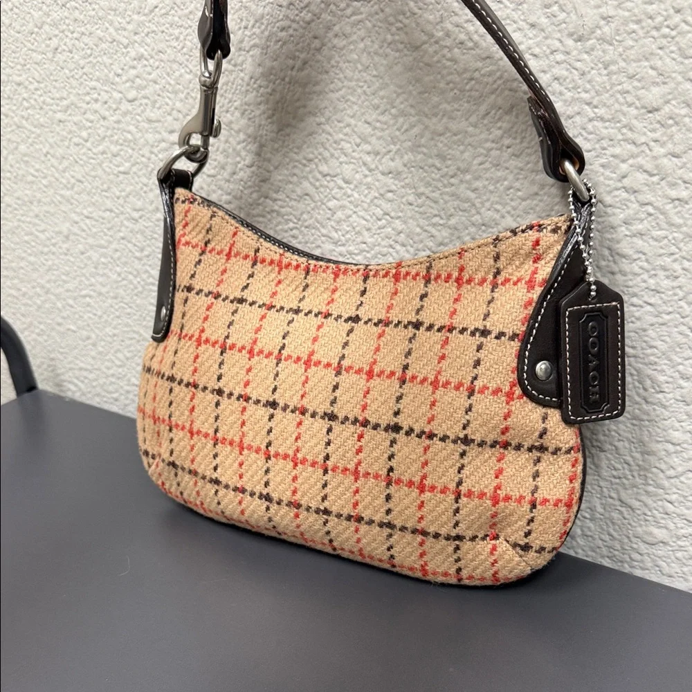 Coach Plaid Tweed Mini Hobo Bag