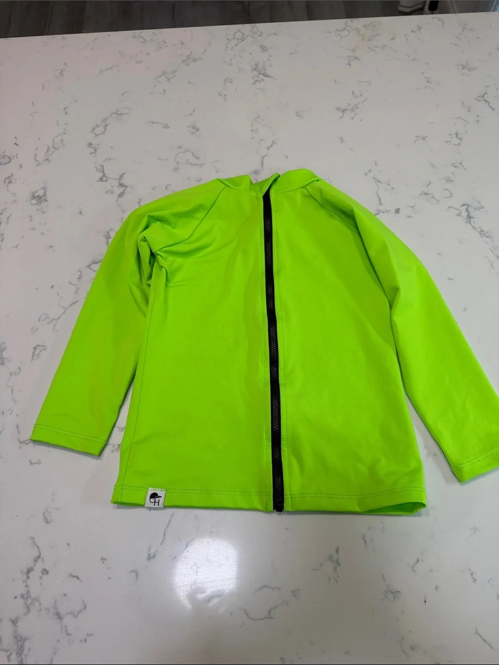 Kids Lime Green Zip Front Swim Sun Shirt George Hats size 5/6