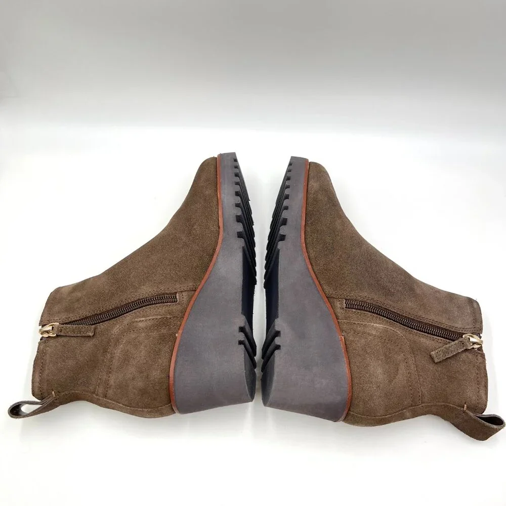 Sanctuary Womens Size 6.5 Engage Brown Suede Leather Wedge‎ Ankle Boots Shoes