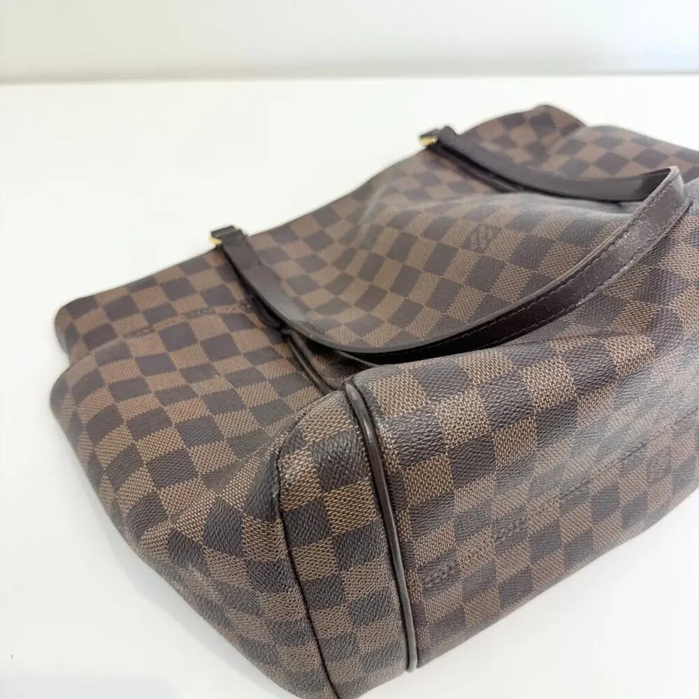 Louis Vuitton Damier Ebene Totally MM Tote Shoulder Bag Gold Zip Side Pockets LV
