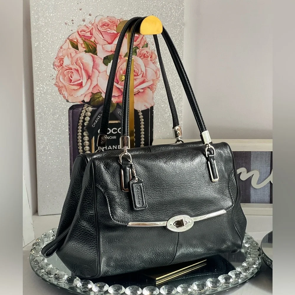 Coach Genuine Black Leather Madison Madeline shoulder bag