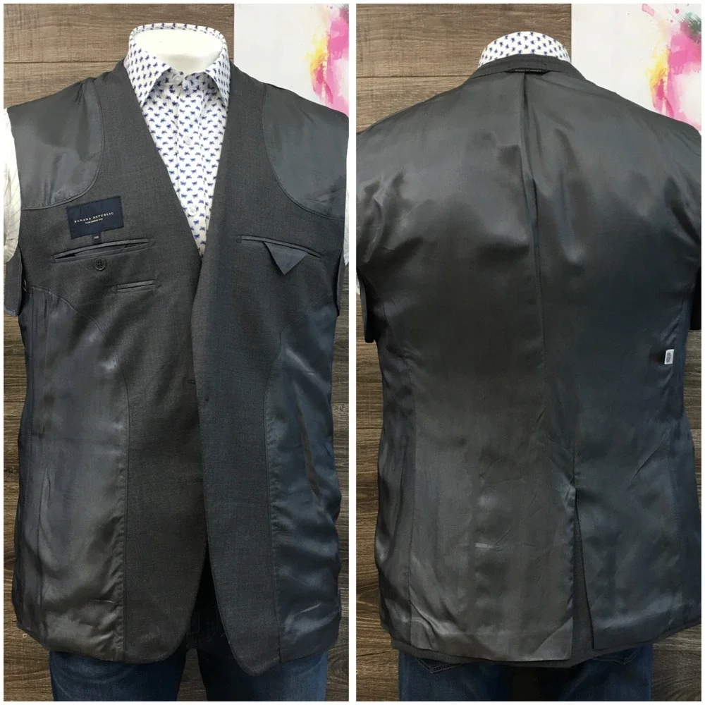 BANANA REPUBLIC Mens Blazer Sport Coat‎ Casual Jacket Size 44R Gray Wool Suit