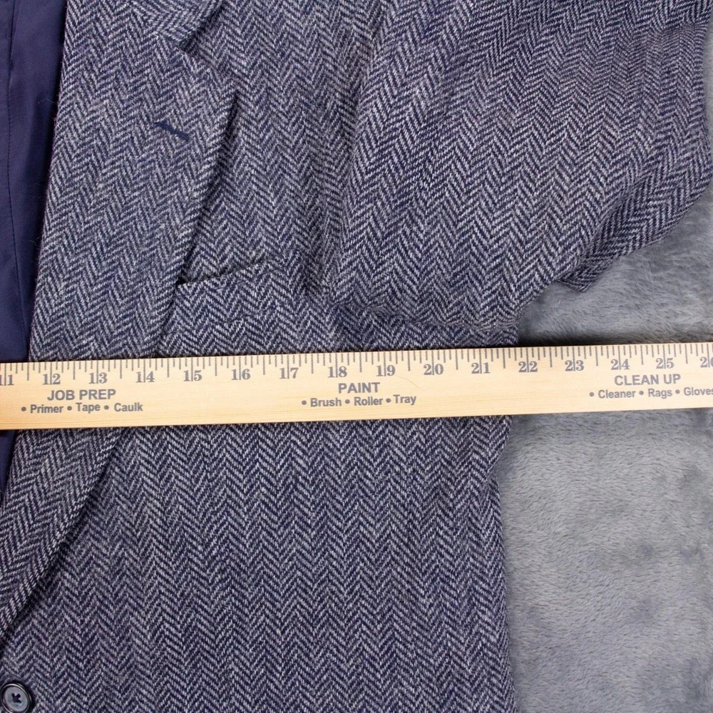 VTG Harris Tweed Lands End Mens 41R Blue Blazer Jacket Wool‎ Herringbone USA