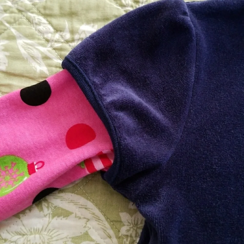 Dress blue velvet with pink sleeves, Peppa pig