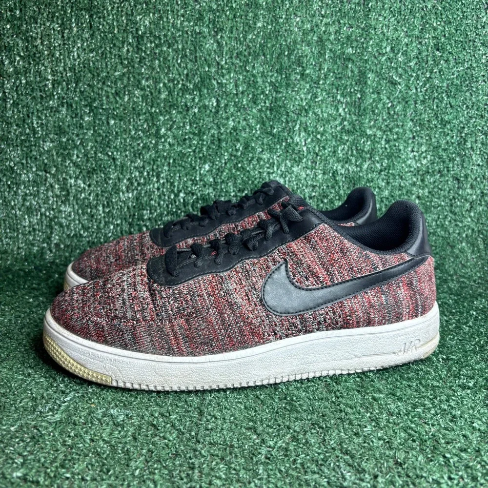 Nike Air Force 1 Flyknit 2.0 CI0051-600 Low Top Red‎ Black Sneakers Mens Size 11