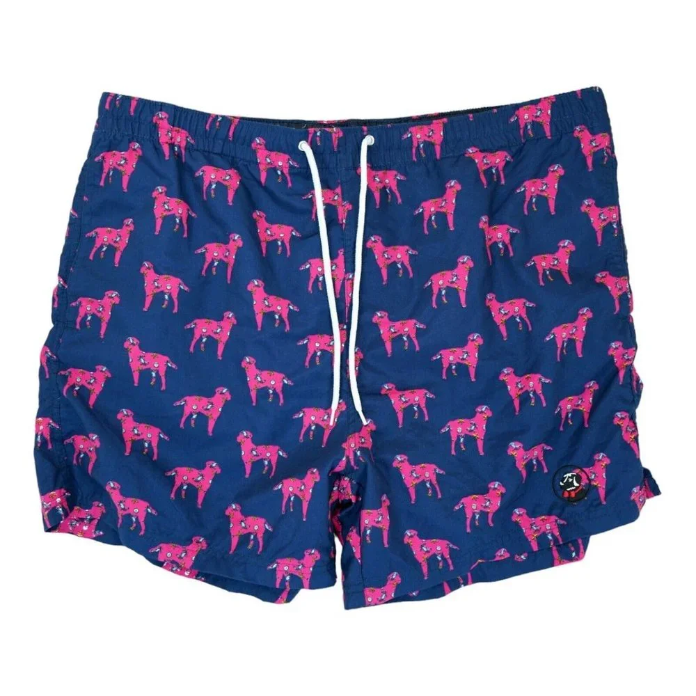 Swim Stuff Southern Proper Men's Trunks‎ Blue And Dogs Prints Size XL