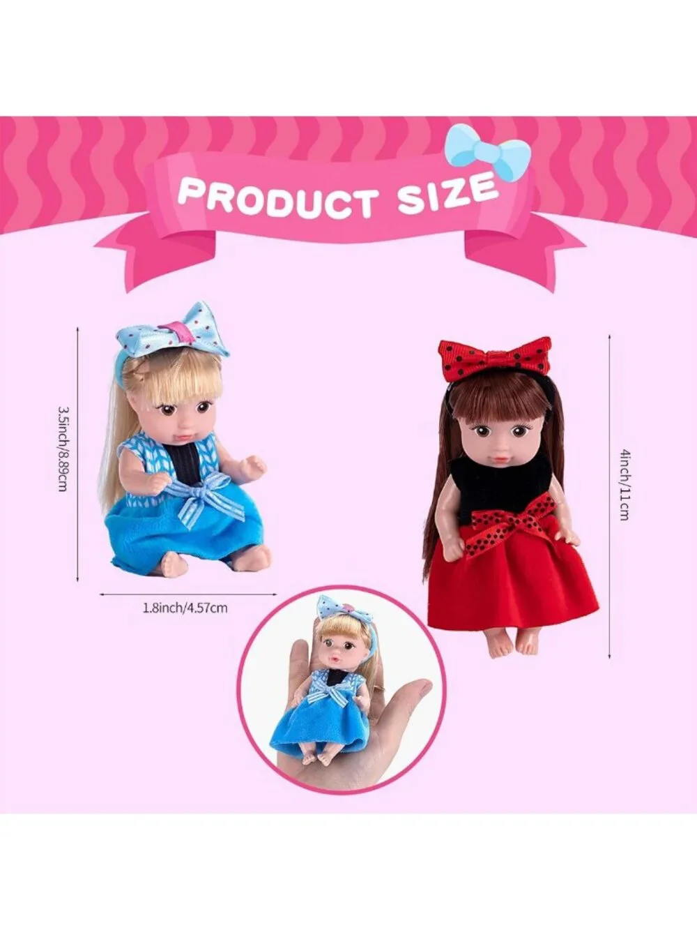 6 Pack Mini Fashion Dolls - 4 Inch Stylable Hair Dolls with Rotatable Limbs
