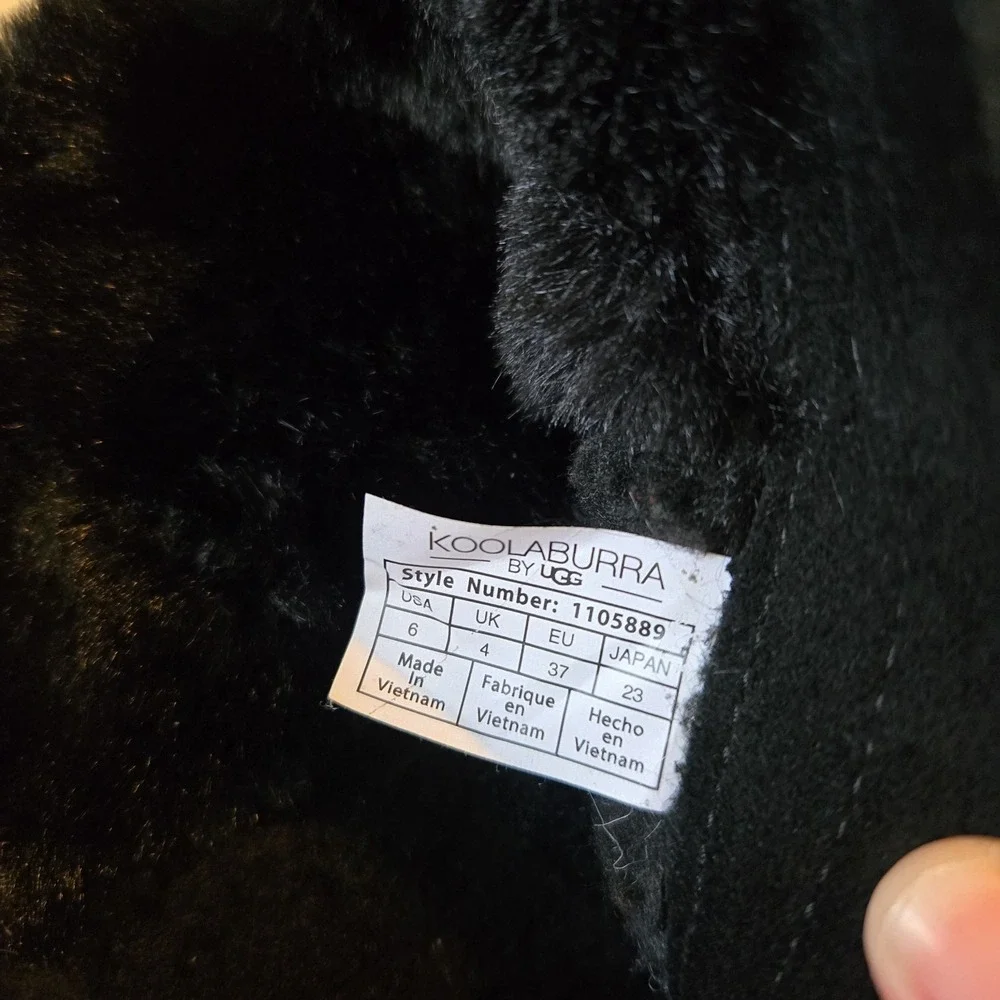Koolaburra UGG Women's Tynlee Suede Fur Boots Black & White Sz 6‎ EUC 1105889