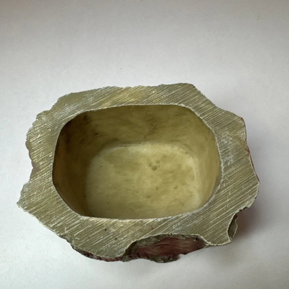 Trinket Box-Leaf Impression Texture,‎ Two-Tone Hexagon Form.