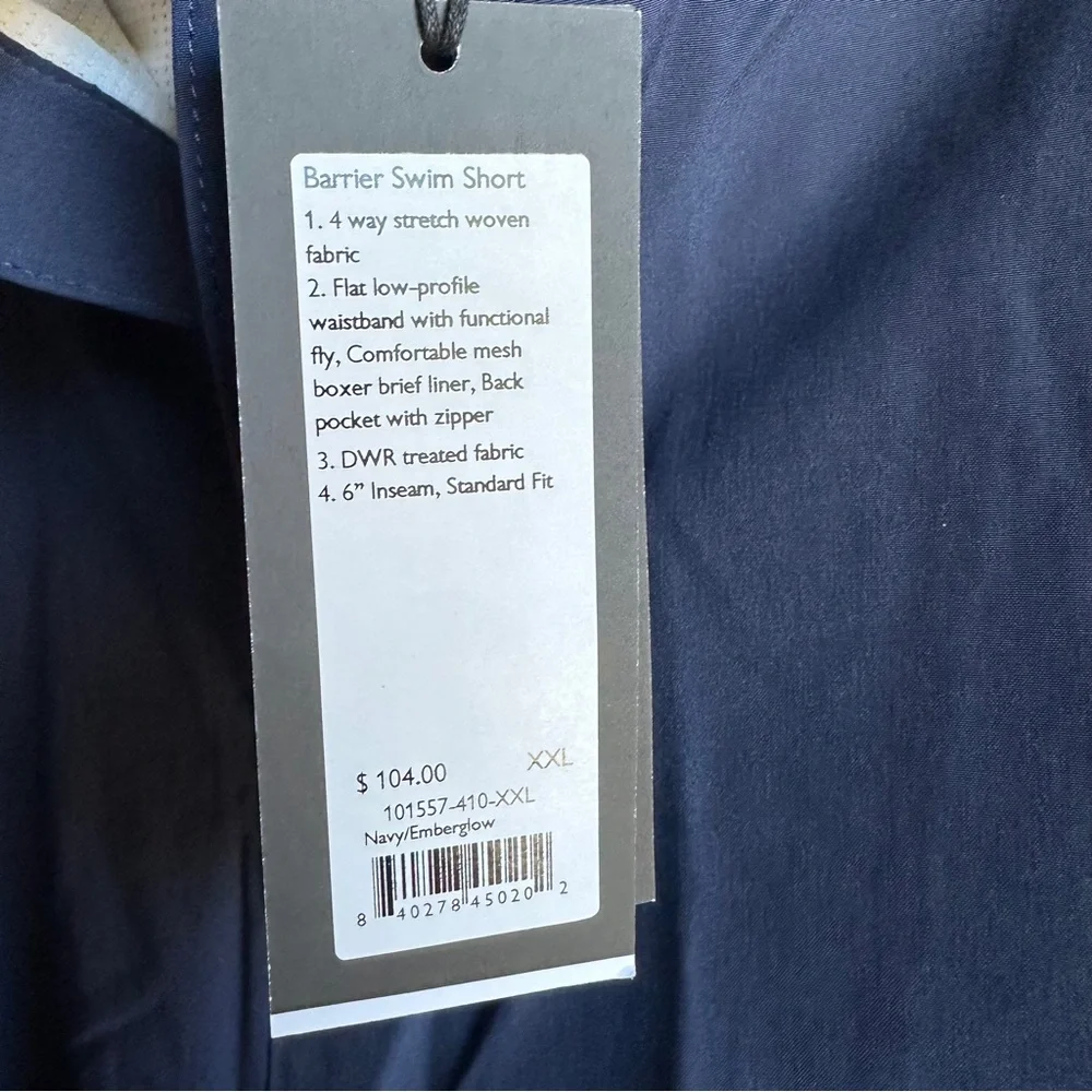 NWT Rhone Barrier Swim Shorts Navy and Orange Sz XXL 6” Inseam‎ Standard Fit
