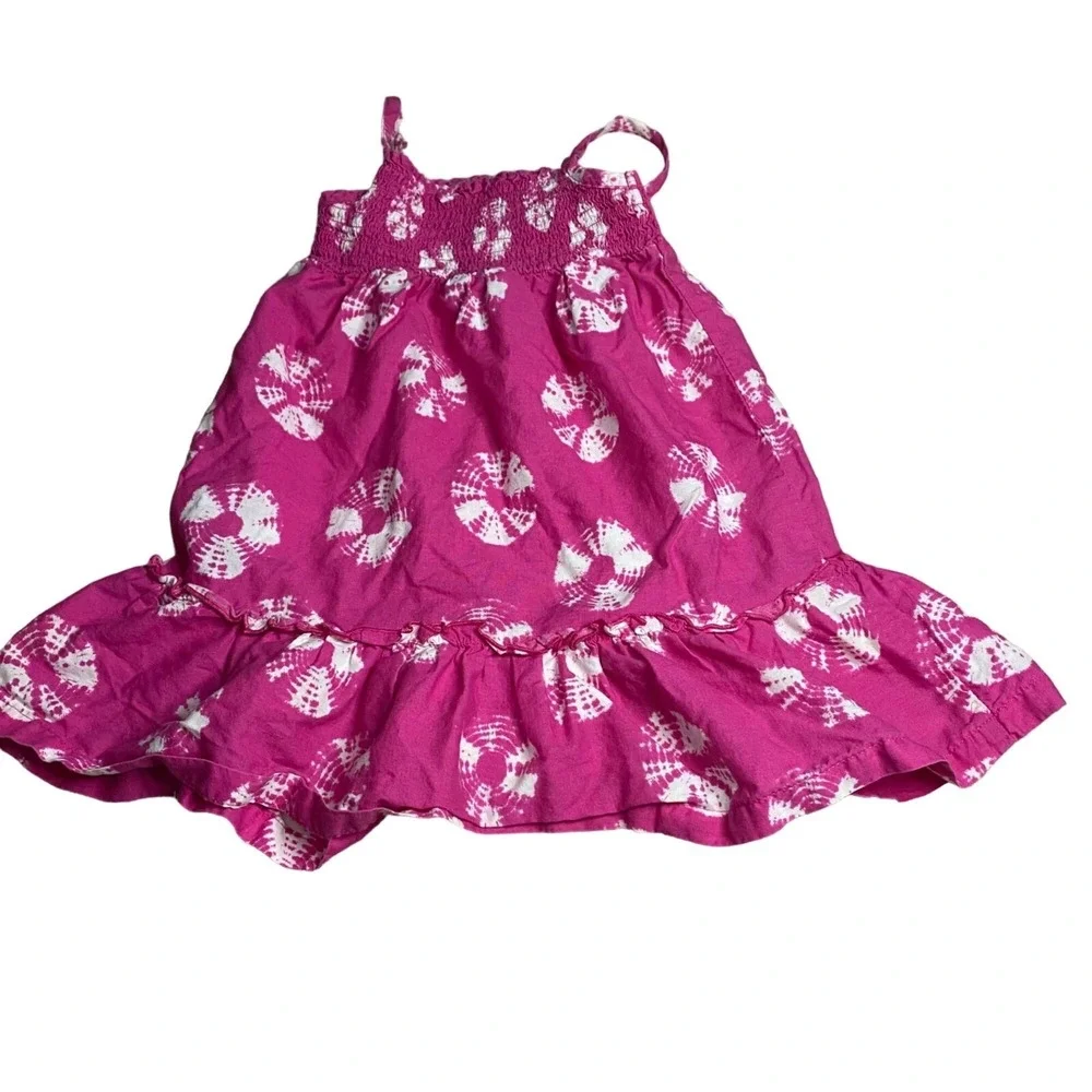 Faded Glory Sundress Girls 24M Pink Tie Dye Smocked Ruffle‎ Kidcore Fairycore