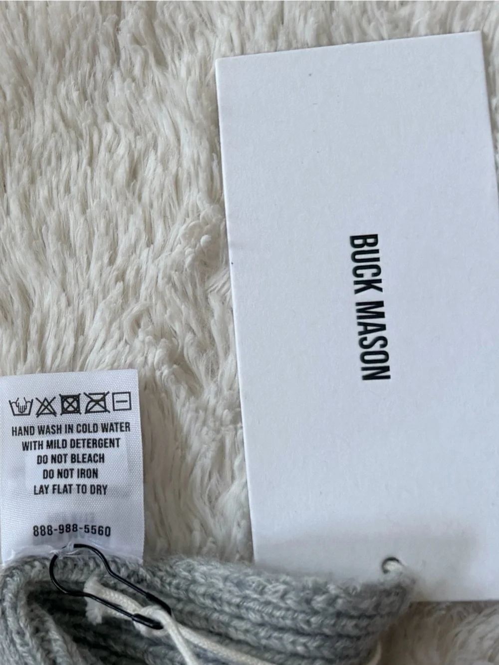 Buck Mason merino tag