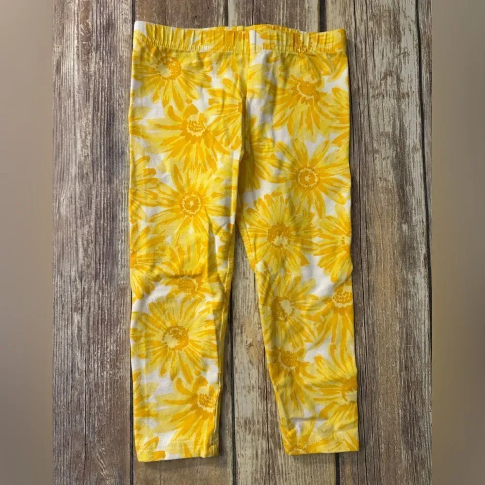 Kids Yellow Floral Capri leggings