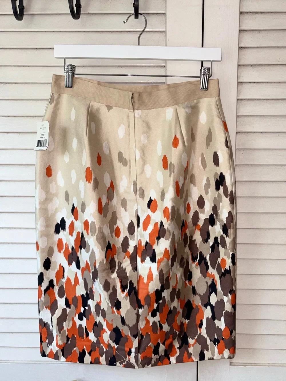 NWT Kate Spade Kayla Pencil Skirt Jungle Dot Champagne Silk Blend Size 6