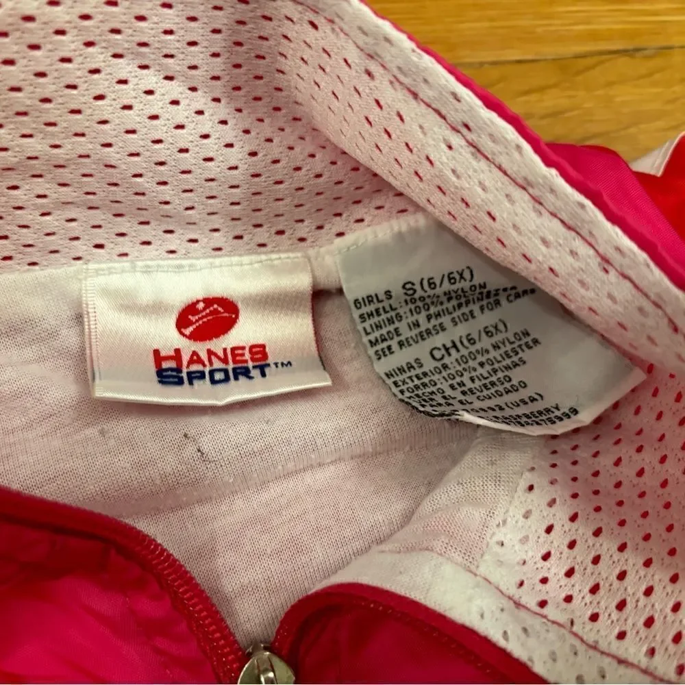 Hanes Sport Vintage pink/red/white kids windbreaker jacket