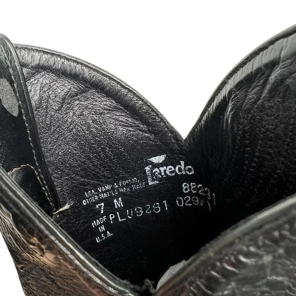 Vintage Black Leather Cowboy Boots
