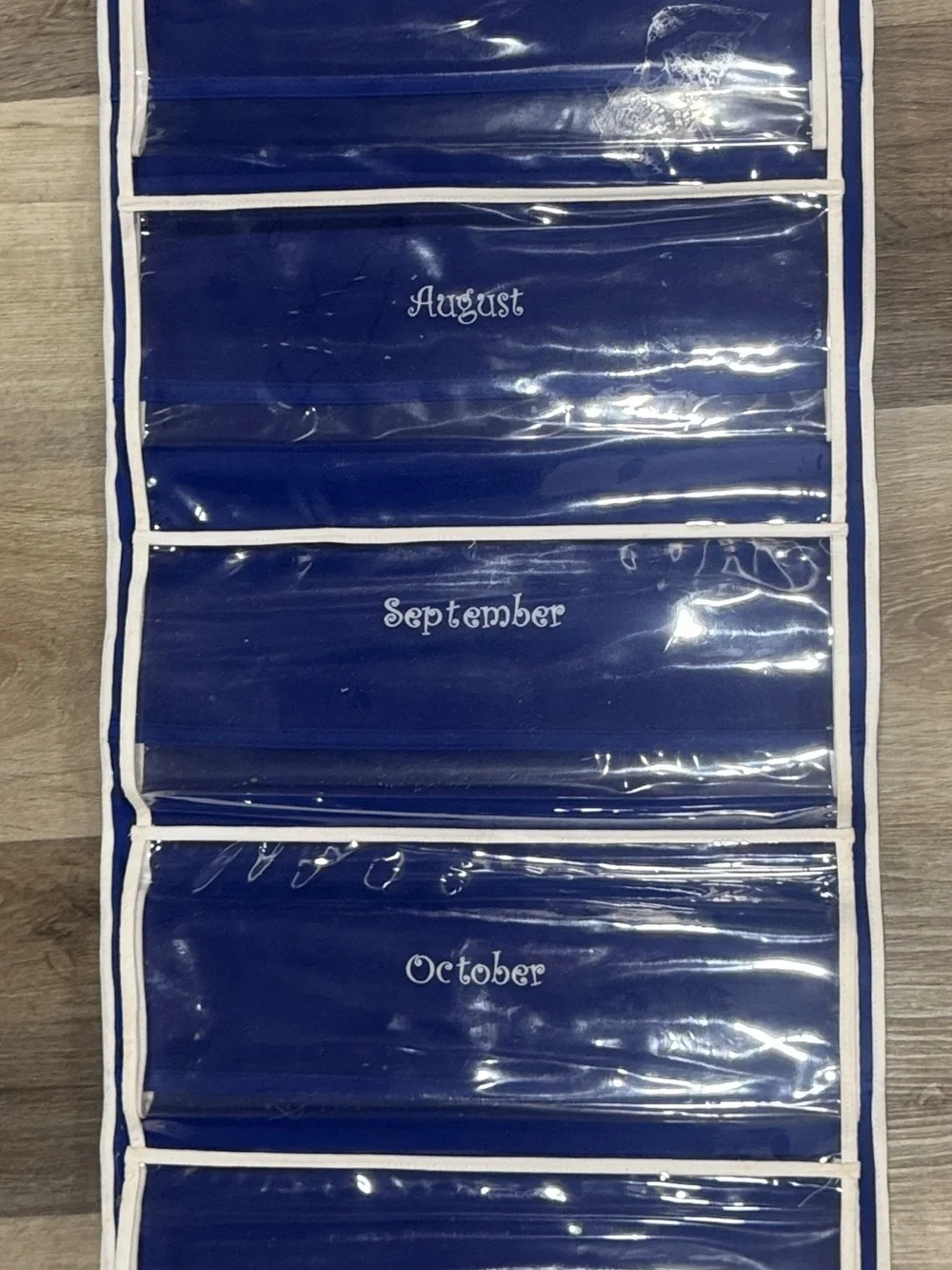 Blue 12-Monthly Pocket Hanging Organizer  44”x15”