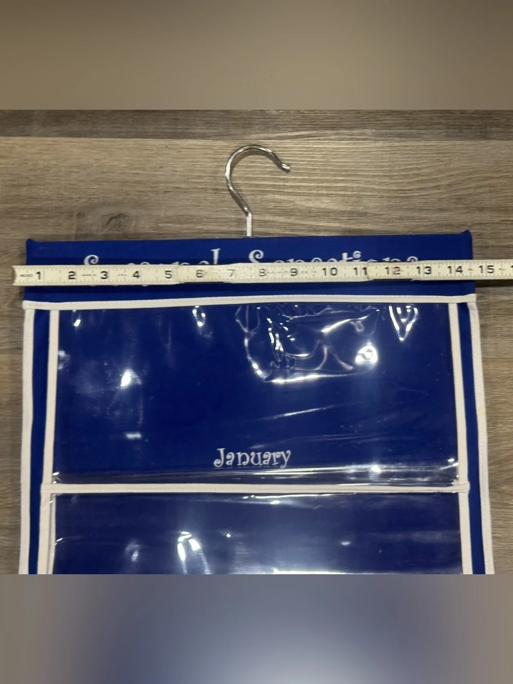 Blue 12-Monthly Pocket Hanging Organizer  44”x15”