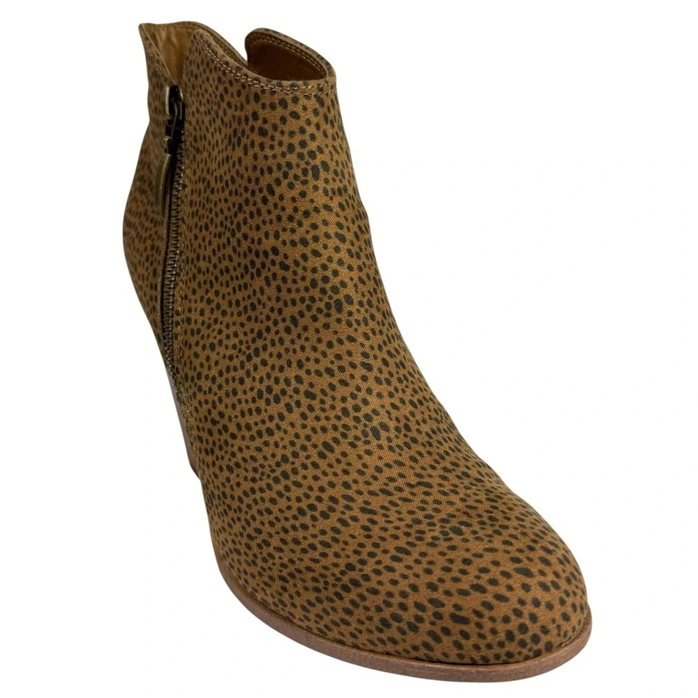 Michael Shannon Womens Ginnie Leopard Side Zip Up Bootie Size 7