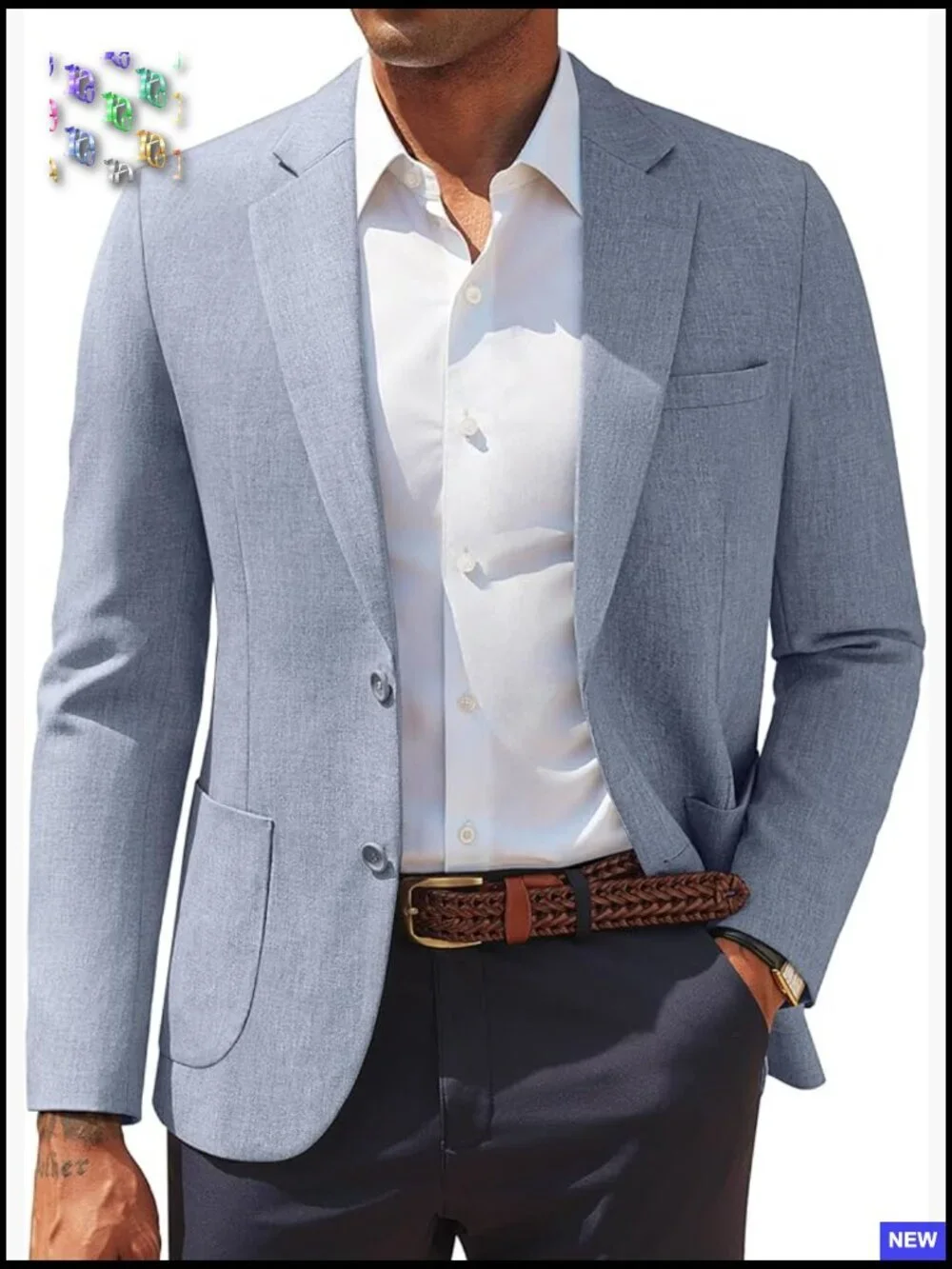 Slim Fit Blazer Lightweight Pattern Lined Notch Lapel Casual Sport Coat