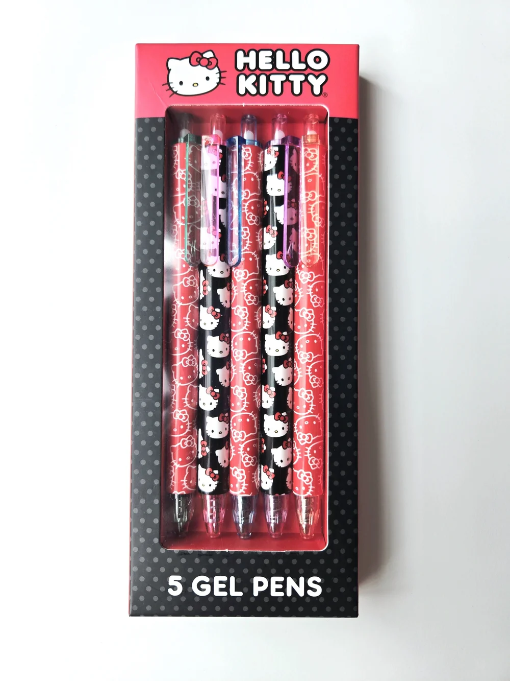 Sanrio Hello Kitty 5PK Gel Pens Set Red Black Multi-Color Ink Retractable
