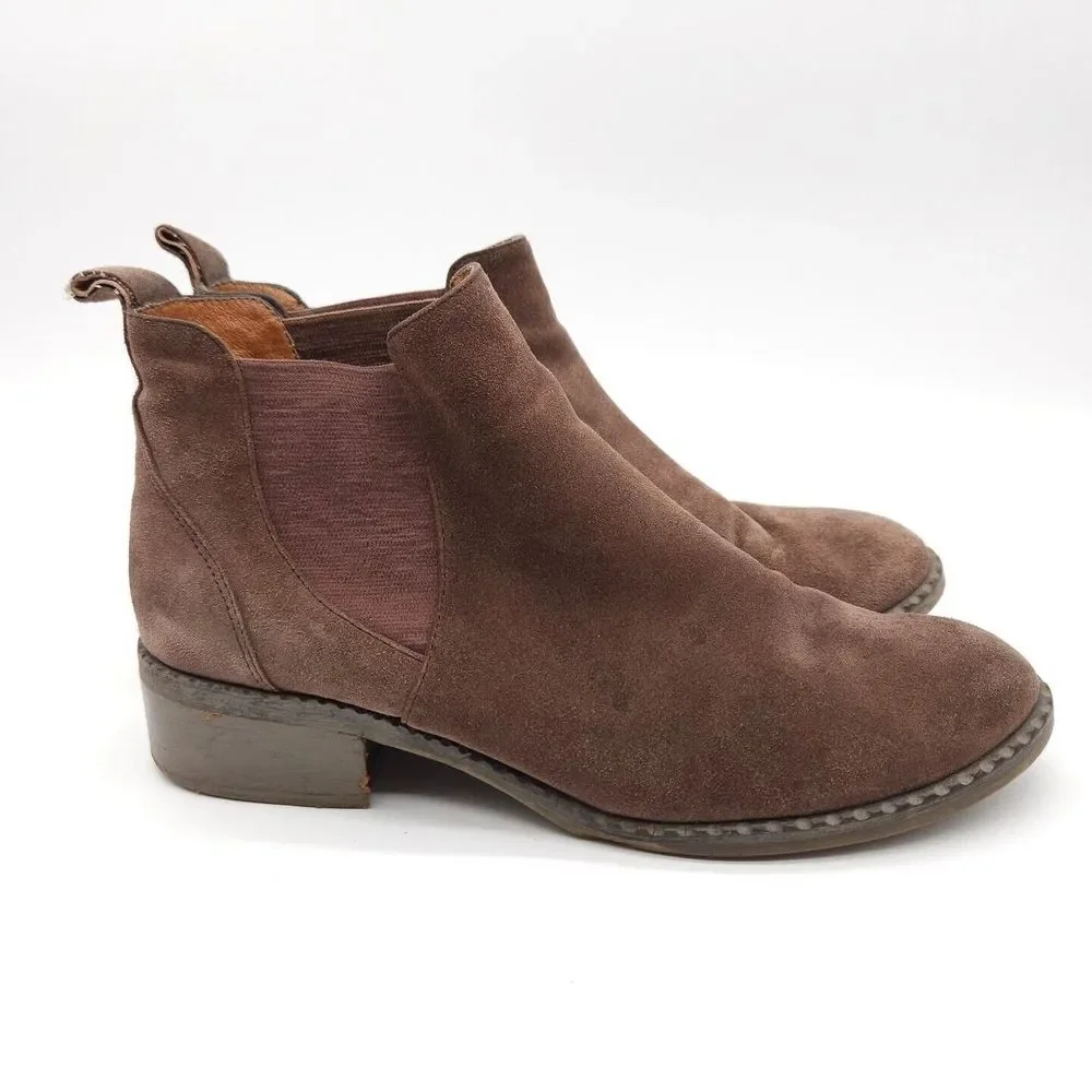 Kenneth Cole (Womens 10 M)‎ Gentle Souls Suede Chelsea Ankle Pull On Boots Brown
