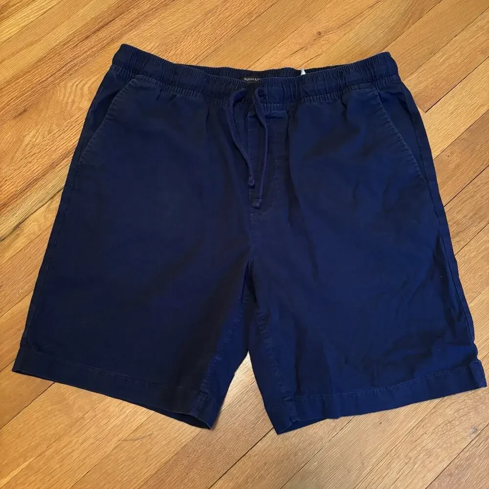 BANANA REPUBLIC Men’s Navy Preppy Organic Deck Shorts Casual Flat Large
