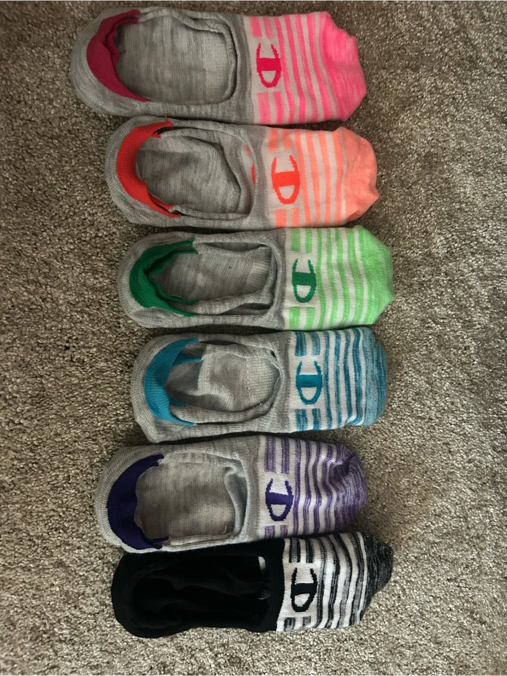 Champion women’s No-Show Socks - Pink, Orange, Green, Blue, Purple, Black