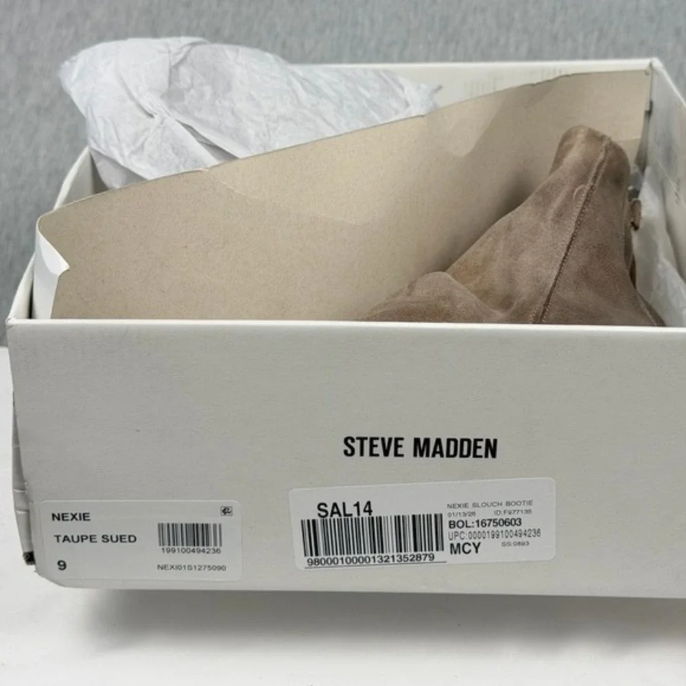 Steve Madden Nexie Slouch Bootie Taupe‎ Suede Pointed Toe Ankle Boots Size 9