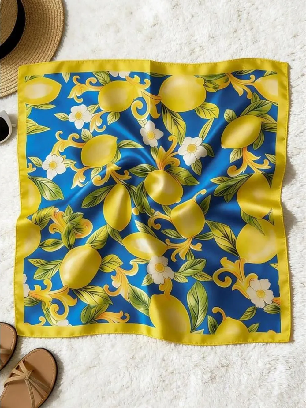 Lemon Print Head Scarf S171