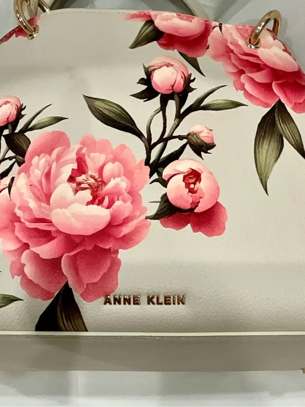 Anne Klein Floral Top-Handle Satchel in Pink and Cream