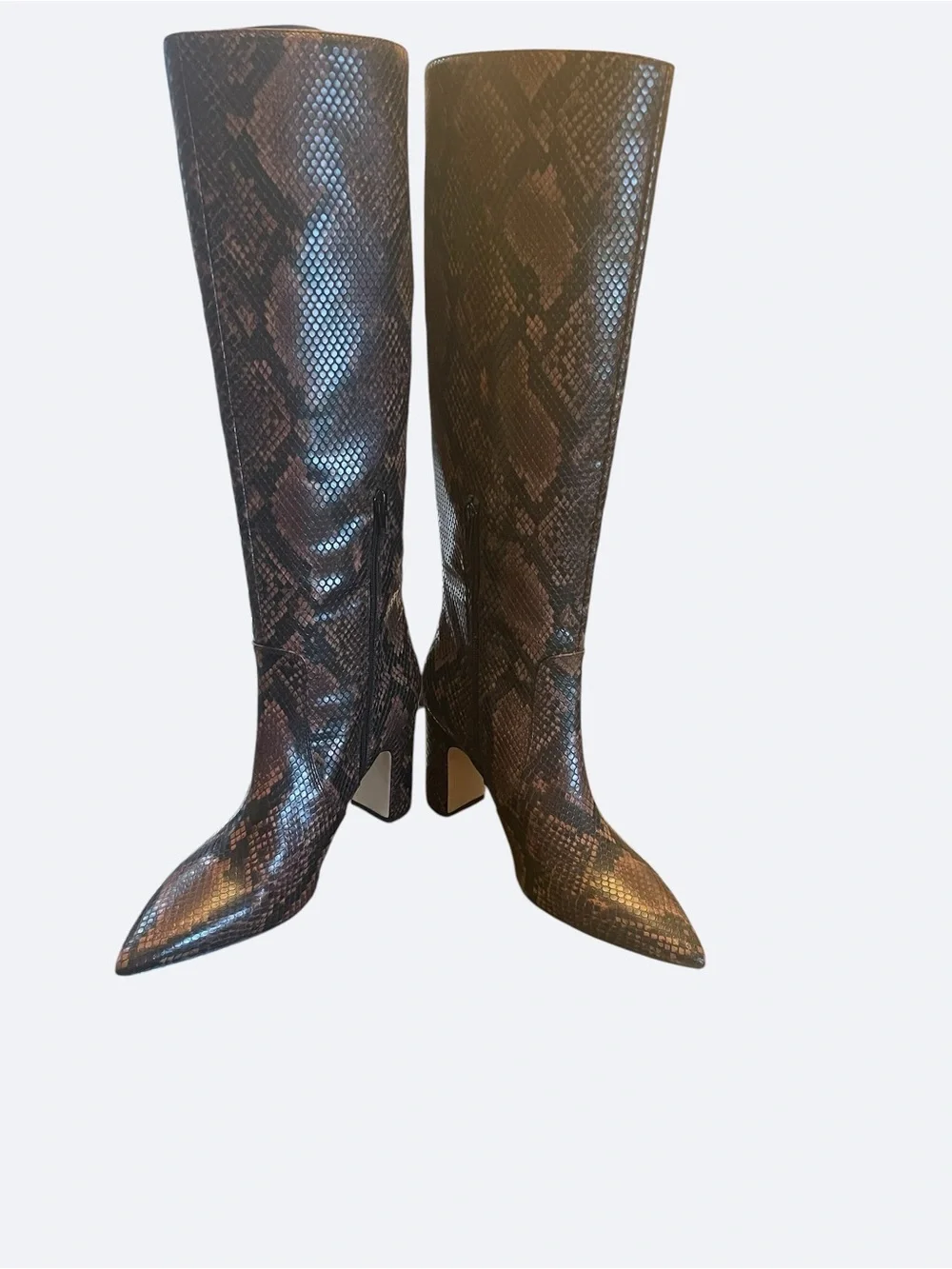 Steve Madden Brown Snake-Print Over-the-Knee Pointed-Toe Boots