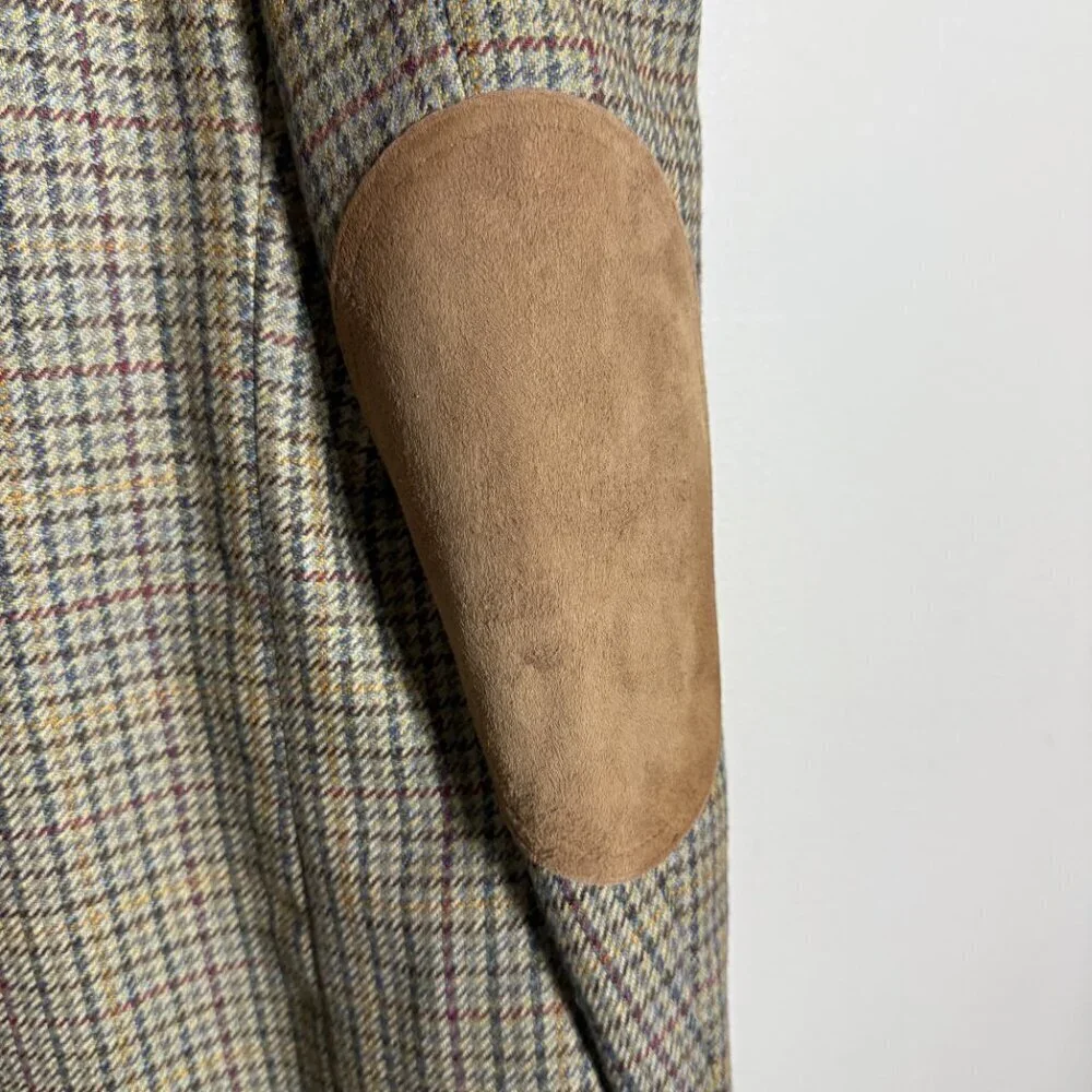 Austin Reed Wool Houndstooth Sport Coat Dinner Jacket Blazer Men's Size 44L Tan