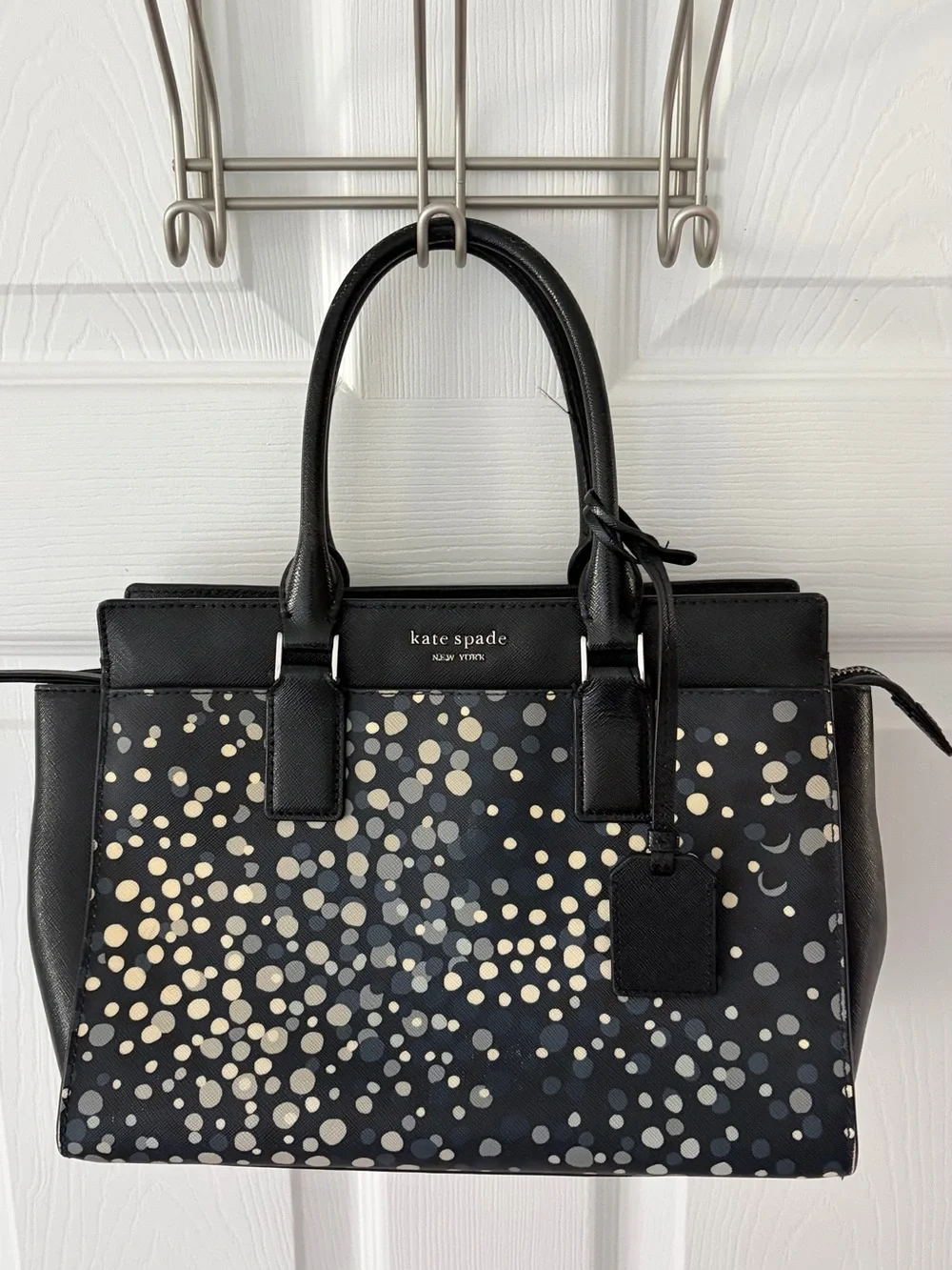 kate spade Black Polka Dot Satchel with Cream Accents