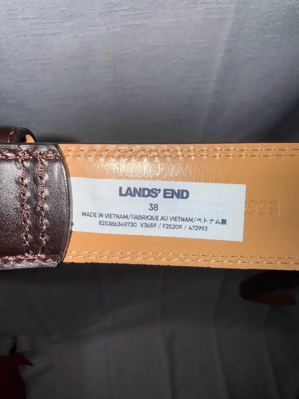 Lands' End Men's Brown Leather Dress Belt Size 38