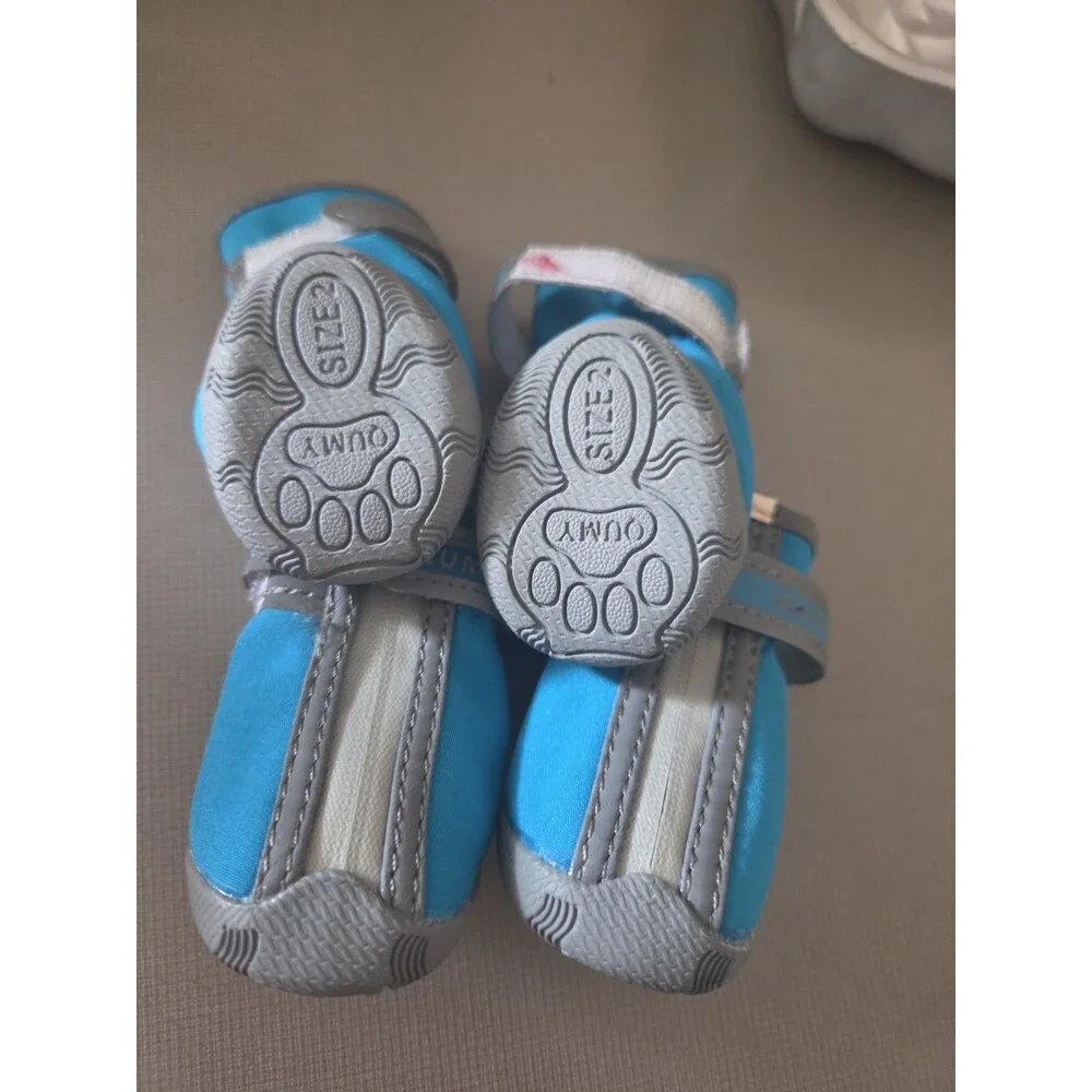 Qumy Dog Boots Shoes 4 PCS Paw Protector Blue Size 2 Breathable Mesh Durable