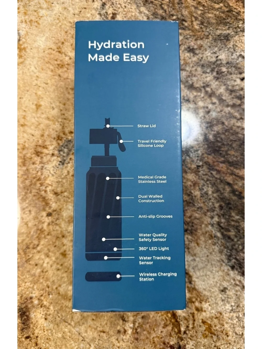 Water H Smart Water Bottle with TDS Sensing and Hydration AI Tech 18 oz