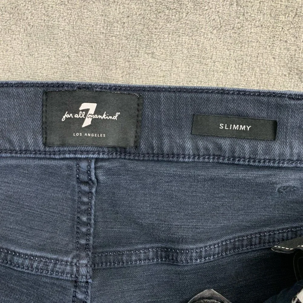 7 for all Mankind Slimmy Jeans Mens 40x31” Faded Blue Straight Leg Denim Stretch
