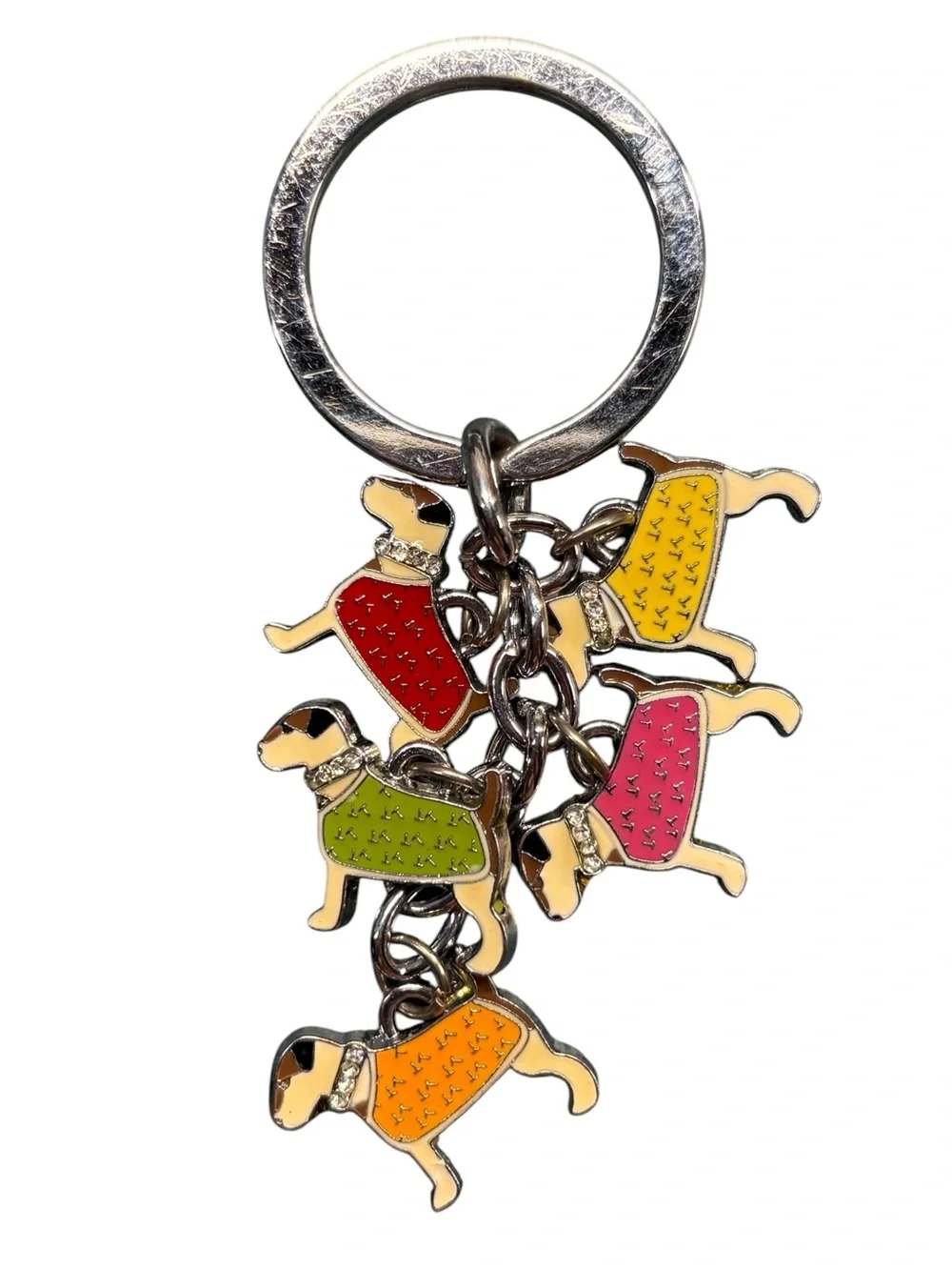 Vintage Coach Jack Russell Terrier Dog Keychain 5 Colorful Dog Charms